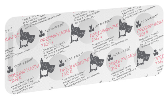 Преднифарм Таб 4 мг глюкокортикостероидный препарат для кошек и собак - 20 таблеток