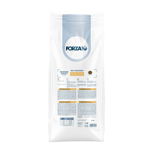 Forza10 Best Breeders Medium Adult сухой корм для взрослых собак средних пород, богатый курицей и картофелем - 20 кг