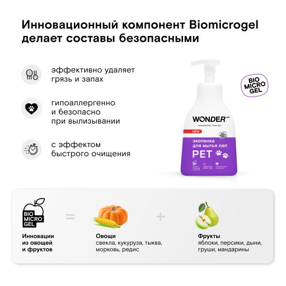 WONDER LAB экопенка для мытья лап - 450 мл