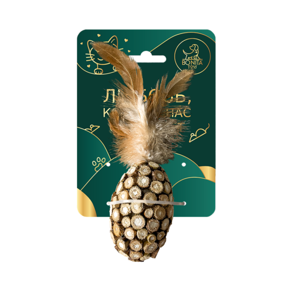 BONITAPET игрушка для кошек Ананас с перьями, 7,7x5 см