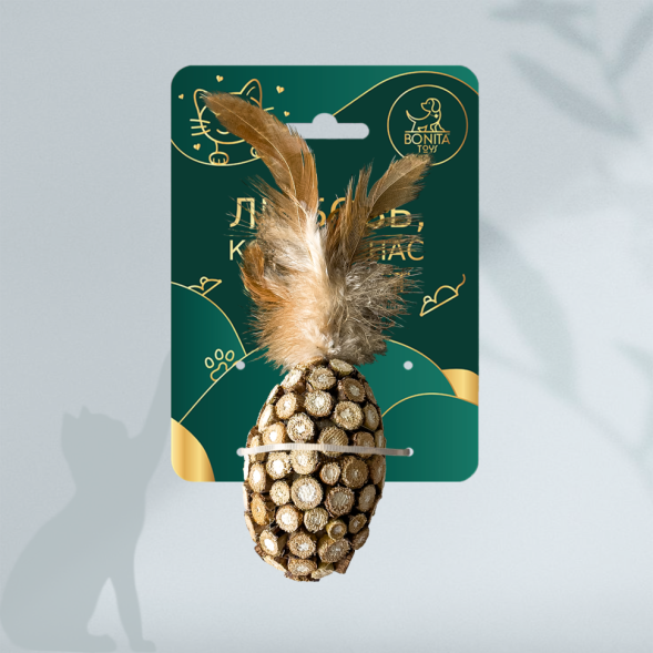 BONITAPET игрушка для кошек Ананас с перьями, 7,7x5 см