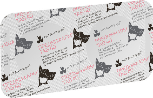 Преднифарм Таб 40 мг глюкокортикостероидный препарат для кошек и собак - 10 таблеток
